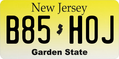 NJ license plate B85HOJ