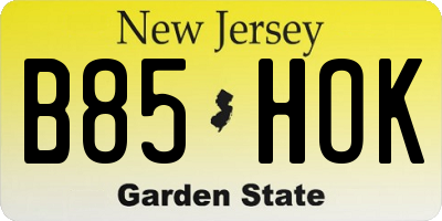 NJ license plate B85HOK