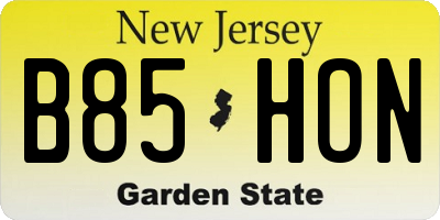NJ license plate B85HON