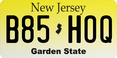 NJ license plate B85HOQ