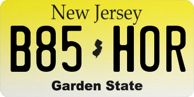 NJ license plate B85HOR