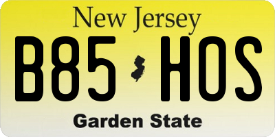 NJ license plate B85HOS