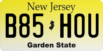 NJ license plate B85HOU