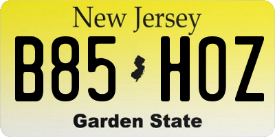 NJ license plate B85HOZ