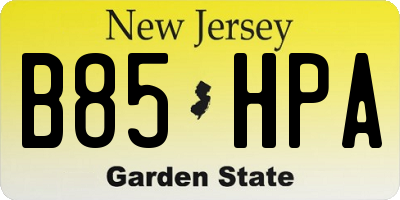 NJ license plate B85HPA