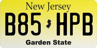 NJ license plate B85HPB