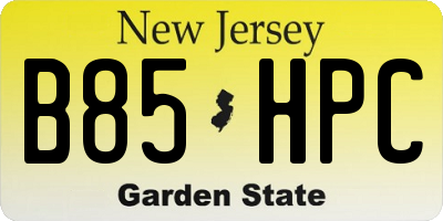 NJ license plate B85HPC