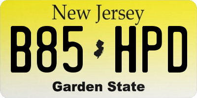 NJ license plate B85HPD