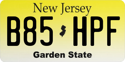 NJ license plate B85HPF
