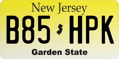NJ license plate B85HPK