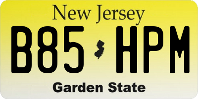NJ license plate B85HPM