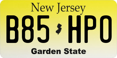 NJ license plate B85HPO