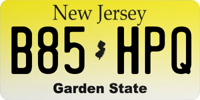 NJ license plate B85HPQ