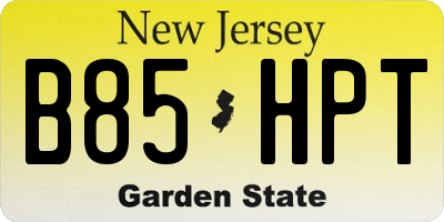 NJ license plate B85HPT