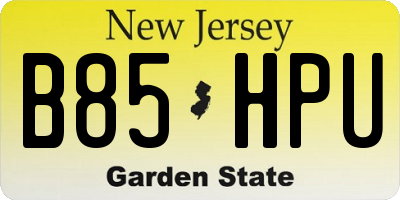 NJ license plate B85HPU