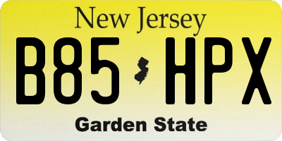 NJ license plate B85HPX