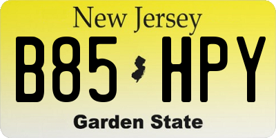 NJ license plate B85HPY