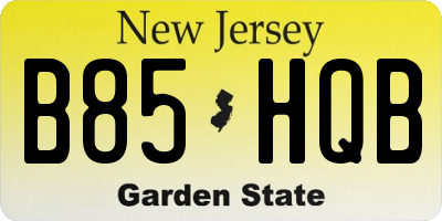 NJ license plate B85HQB