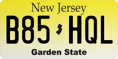 NJ license plate B85HQL