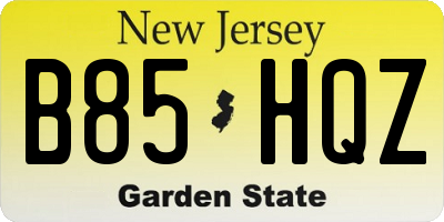 NJ license plate B85HQZ