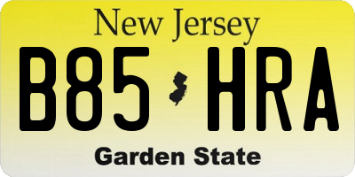 NJ license plate B85HRA