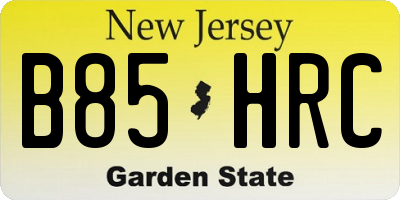 NJ license plate B85HRC