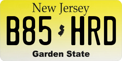 NJ license plate B85HRD