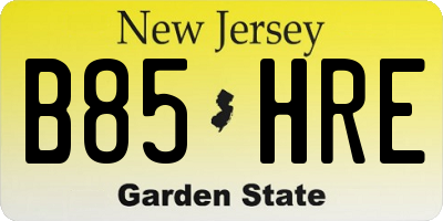 NJ license plate B85HRE