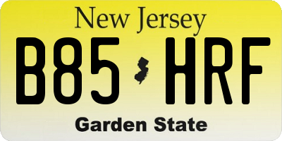NJ license plate B85HRF