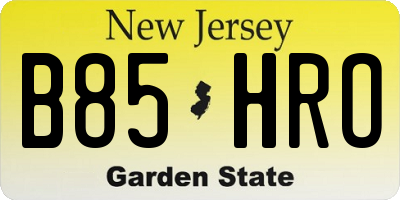 NJ license plate B85HRO