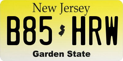NJ license plate B85HRW