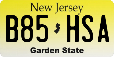 NJ license plate B85HSA
