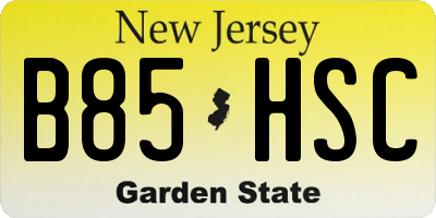 NJ license plate B85HSC
