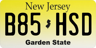 NJ license plate B85HSD