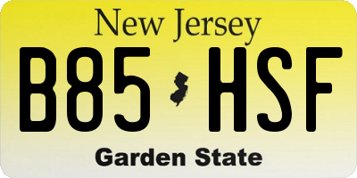 NJ license plate B85HSF