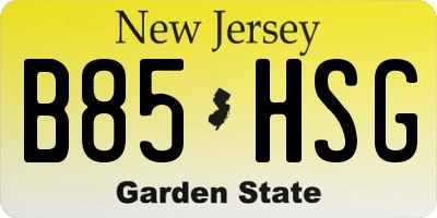 NJ license plate B85HSG