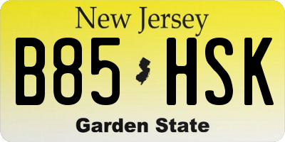 NJ license plate B85HSK