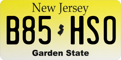 NJ license plate B85HSO
