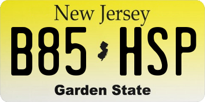 NJ license plate B85HSP