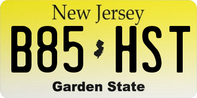 NJ license plate B85HST