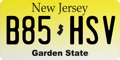 NJ license plate B85HSV