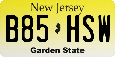NJ license plate B85HSW