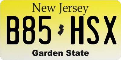NJ license plate B85HSX