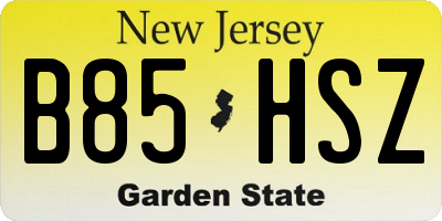 NJ license plate B85HSZ