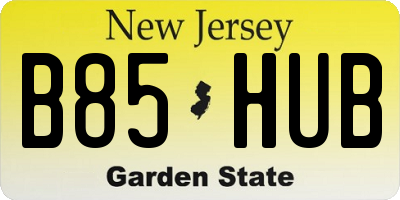 NJ license plate B85HUB