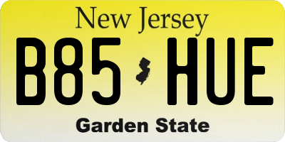 NJ license plate B85HUE