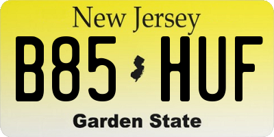 NJ license plate B85HUF