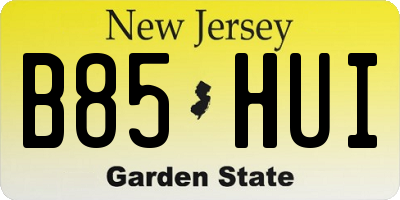 NJ license plate B85HUI