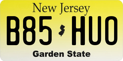 NJ license plate B85HUO