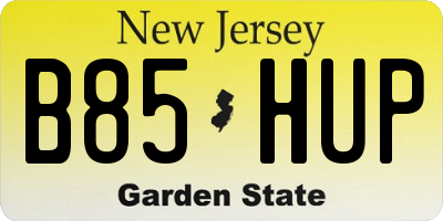 NJ license plate B85HUP